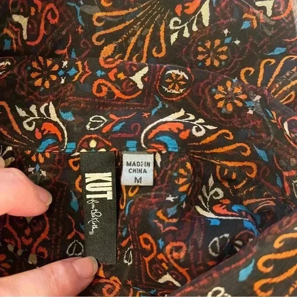 Kut from the Kloth sheer black long sleeve blouse size medium - Picture 6 of 10